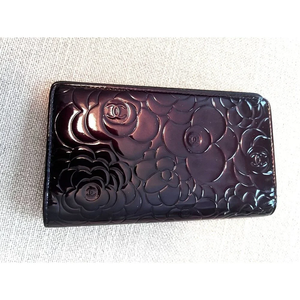 Chanel Patent Leather Camellia Wallet